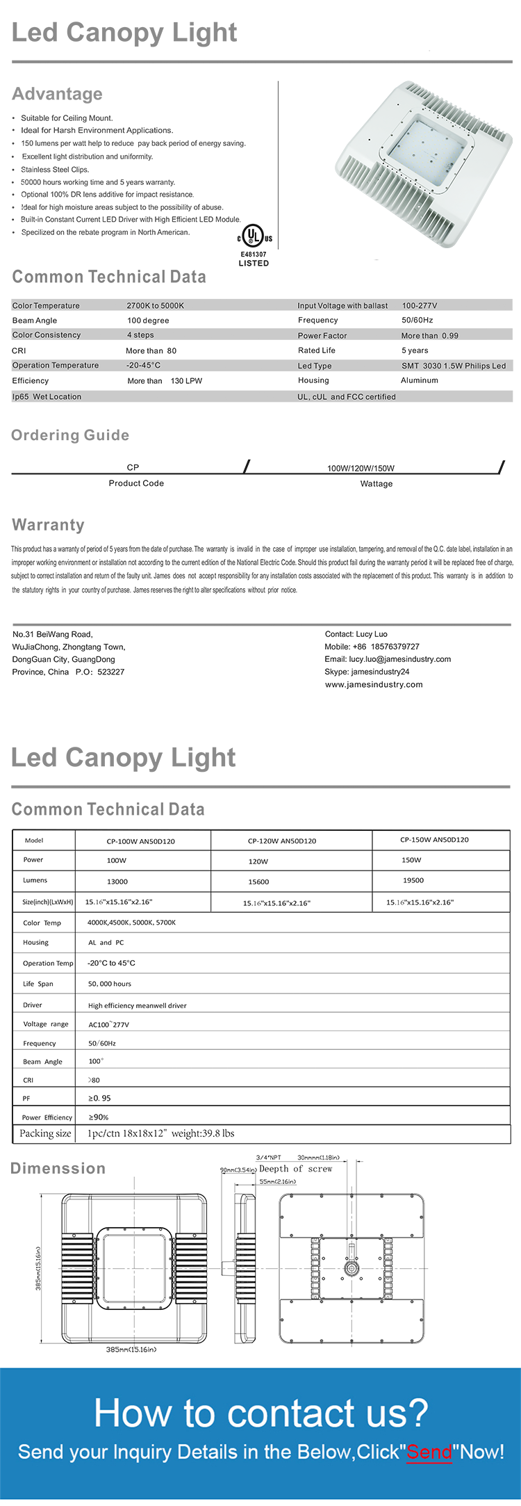 Pan American LED Canopy Light